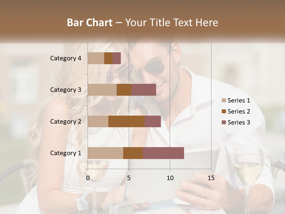 A Man And Woman Sitting At A Table With A Tablet PowerPoint Template