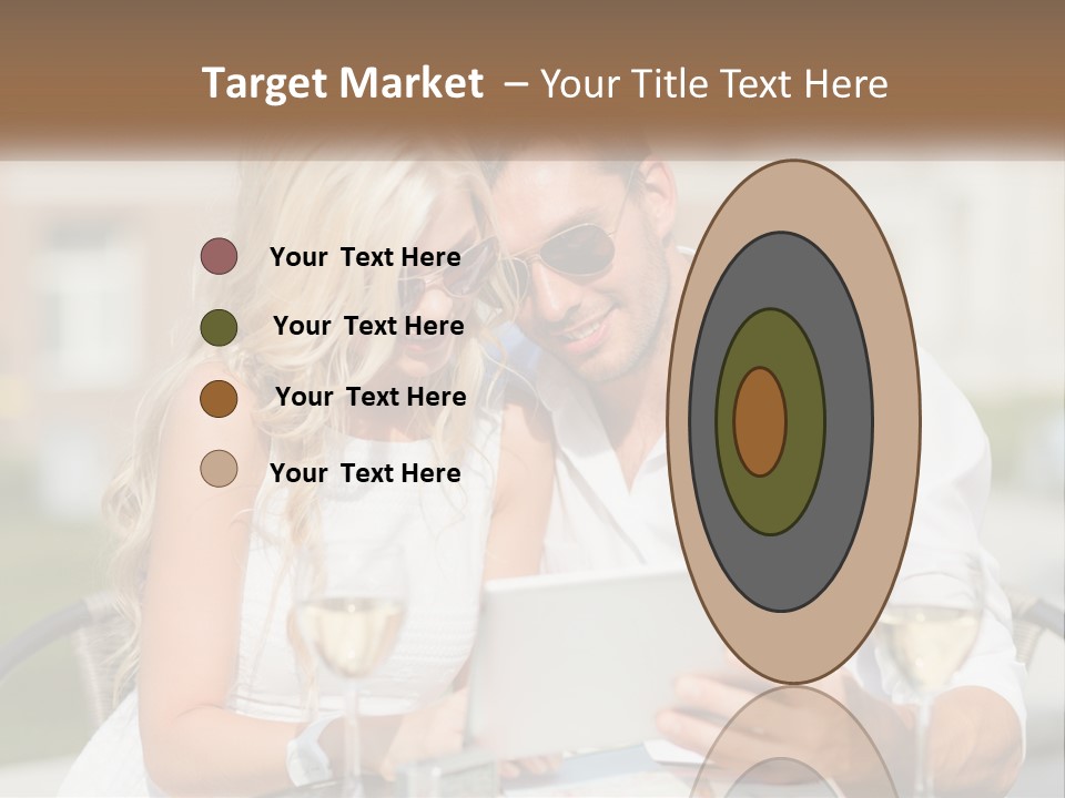 A Man And Woman Sitting At A Table With A Tablet PowerPoint Template