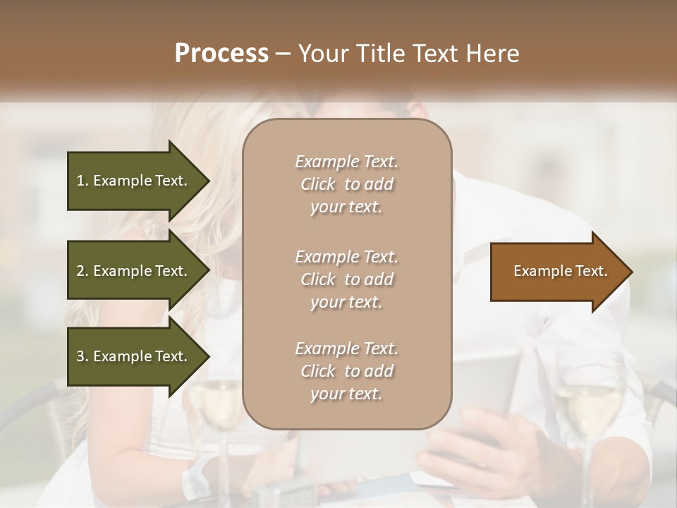 A Man And Woman Sitting At A Table With A Tablet PowerPoint Template