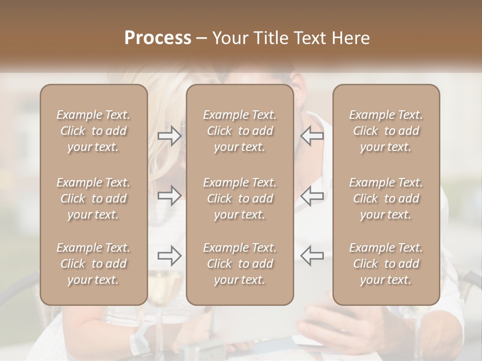 A Man And Woman Sitting At A Table With A Tablet PowerPoint Template