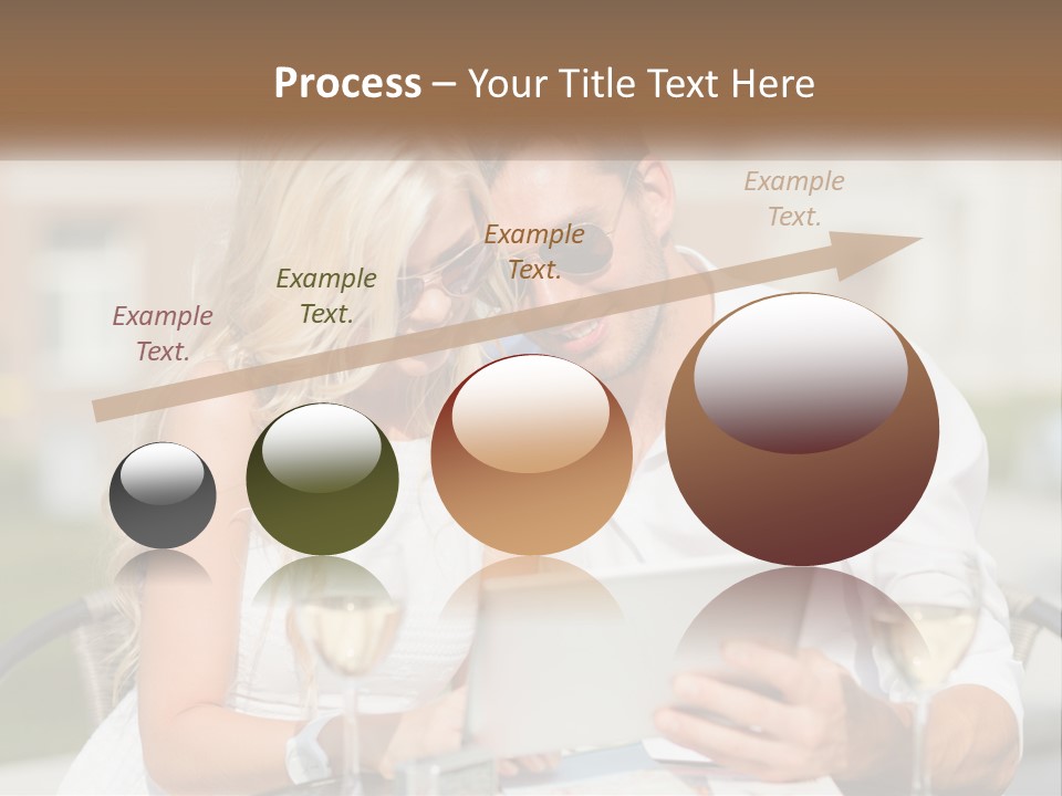 A Man And Woman Sitting At A Table With A Tablet PowerPoint Template