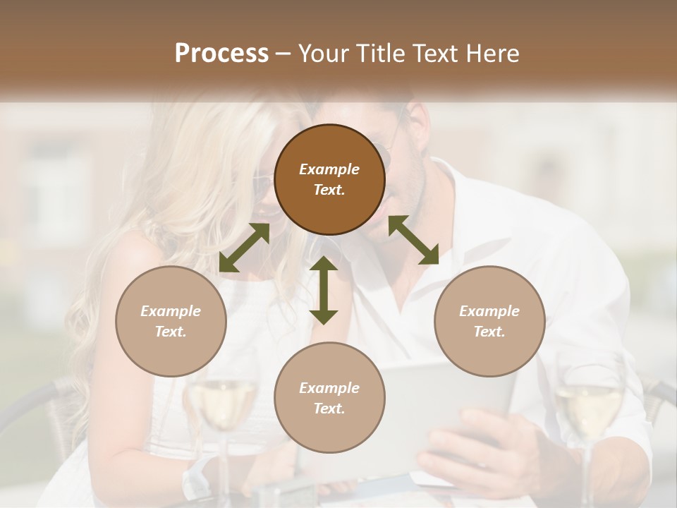 A Man And Woman Sitting At A Table With A Tablet PowerPoint Template