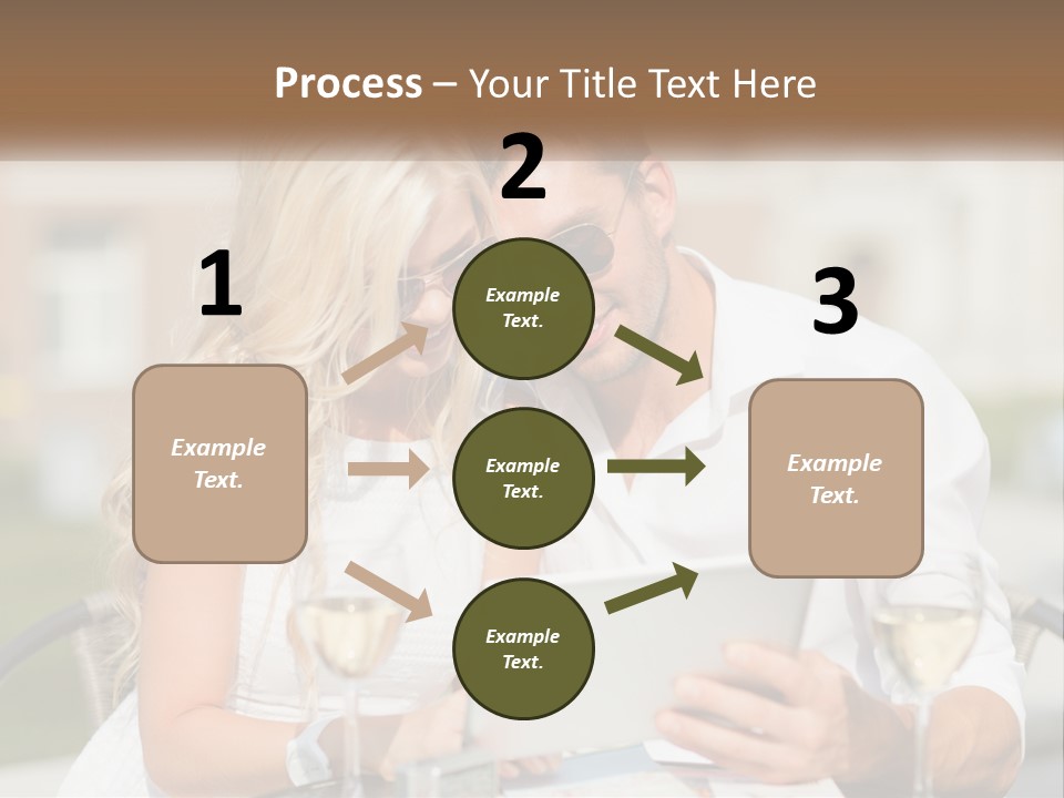 A Man And Woman Sitting At A Table With A Tablet PowerPoint Template