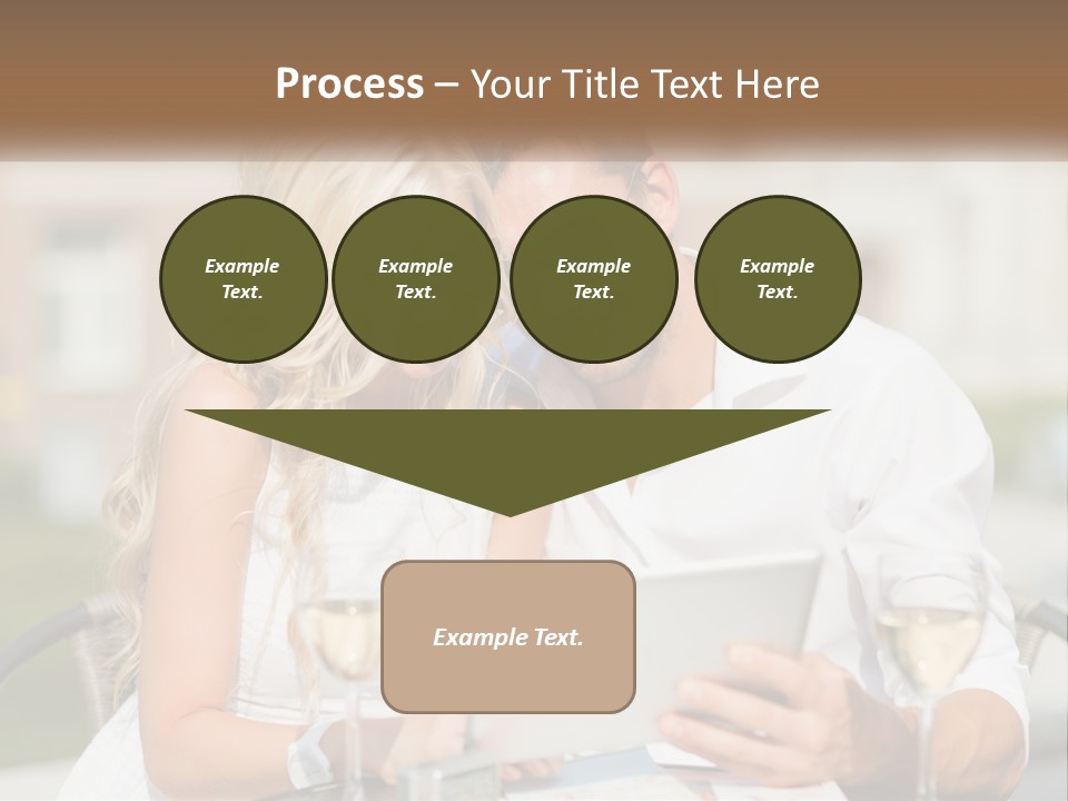 A Man And Woman Sitting At A Table With A Tablet PowerPoint Template