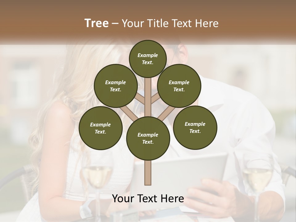 A Man And Woman Sitting At A Table With A Tablet PowerPoint Template