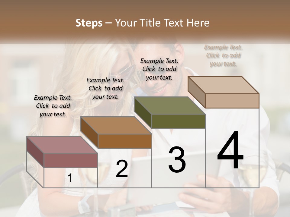 A Man And Woman Sitting At A Table With A Tablet PowerPoint Template