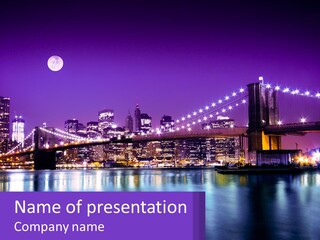 A Bridge Over Water With A City In The Background PowerPoint Template