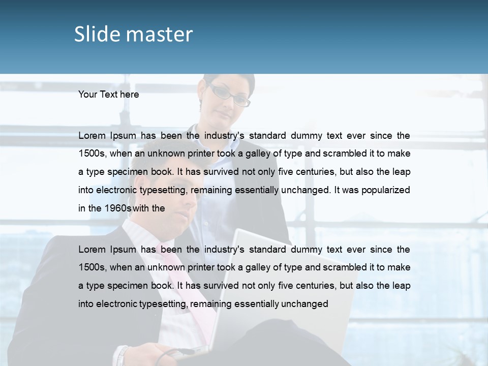 A Man And A Woman Are Looking At A Laptop PowerPoint Template