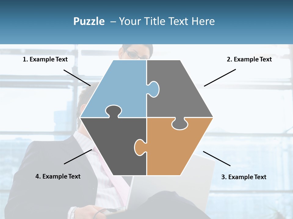 A Man And A Woman Are Looking At A Laptop PowerPoint Template