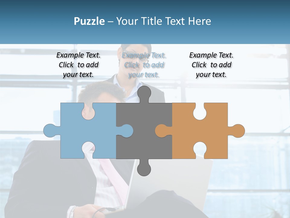 A Man And A Woman Are Looking At A Laptop PowerPoint Template