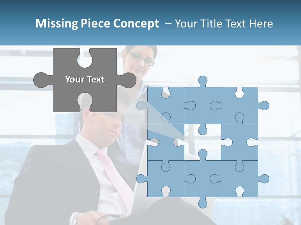 A Man And A Woman Are Looking At A Laptop PowerPoint Template