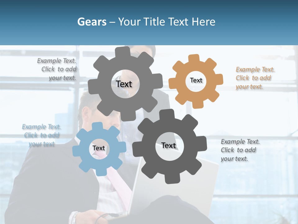 A Man And A Woman Are Looking At A Laptop PowerPoint Template