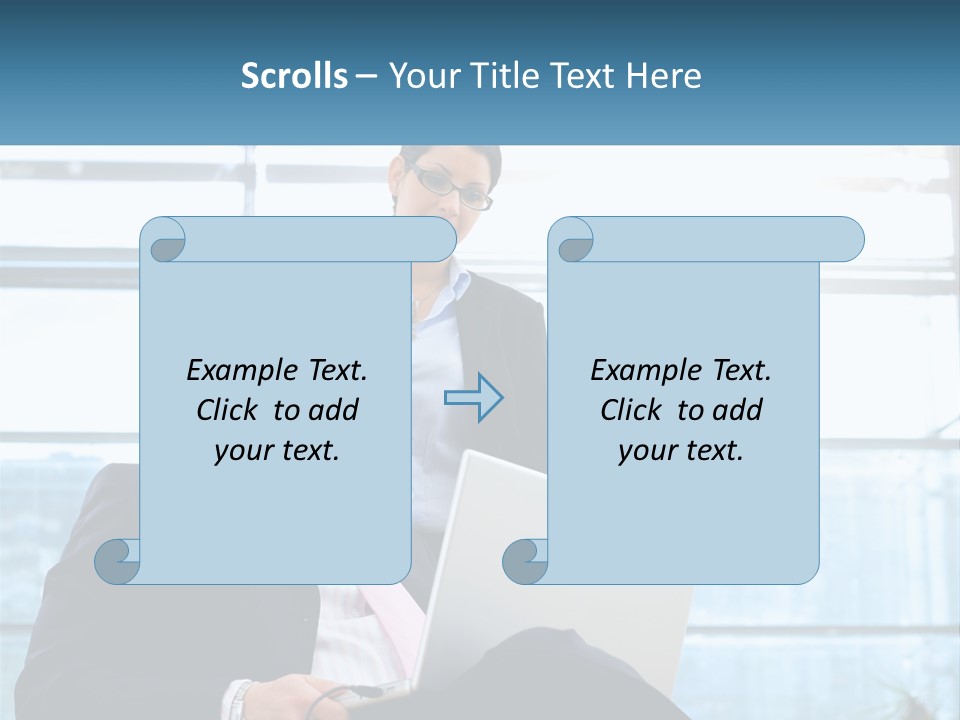 A Man And A Woman Are Looking At A Laptop PowerPoint Template
