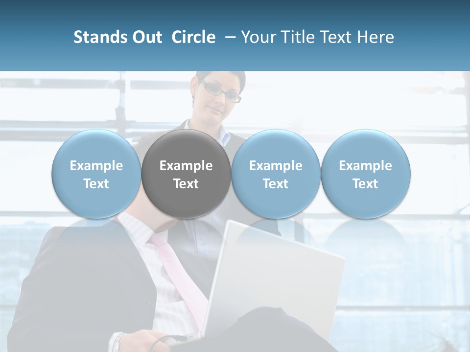 A Man And A Woman Are Looking At A Laptop PowerPoint Template