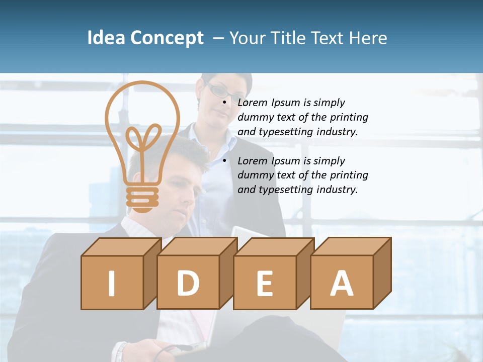 A Man And A Woman Are Looking At A Laptop PowerPoint Template