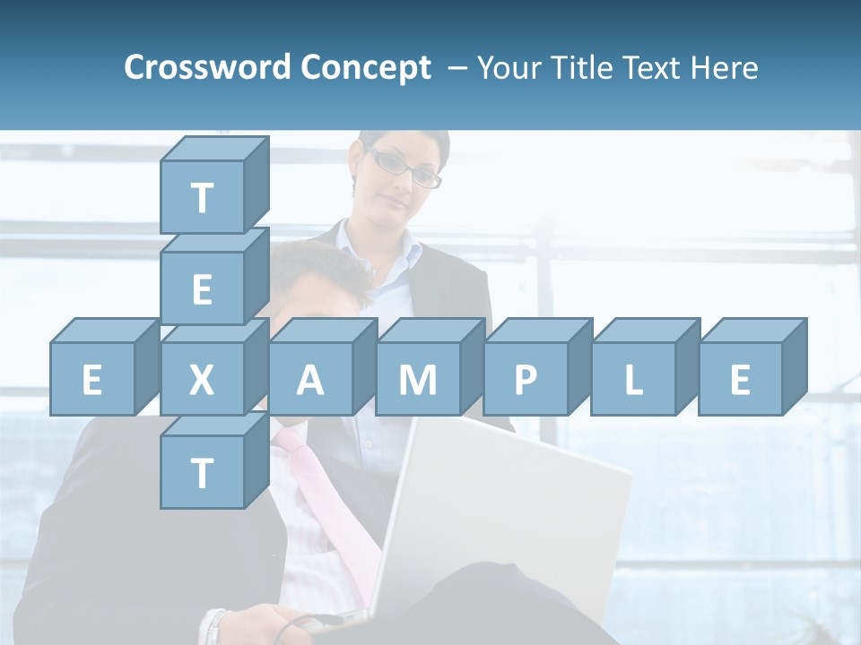 A Man And A Woman Are Looking At A Laptop PowerPoint Template