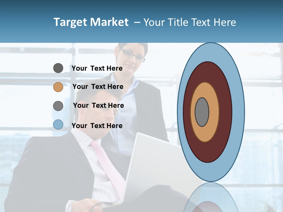 A Man And A Woman Are Looking At A Laptop PowerPoint Template