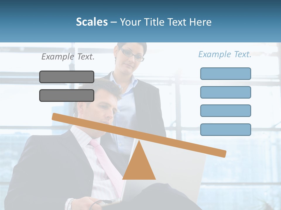 A Man And A Woman Are Looking At A Laptop PowerPoint Template