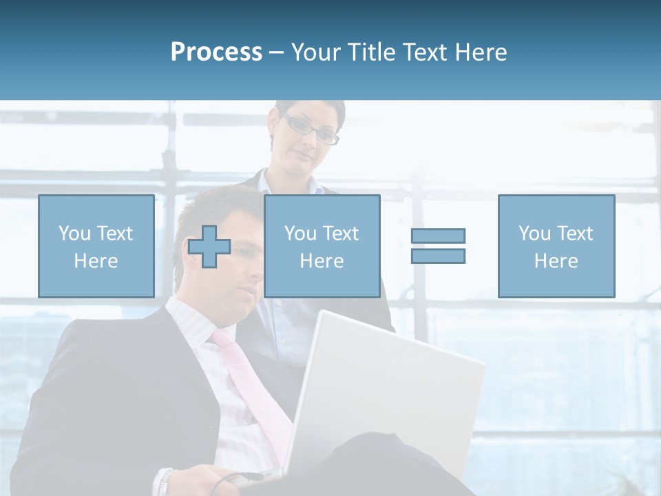A Man And A Woman Are Looking At A Laptop PowerPoint Template