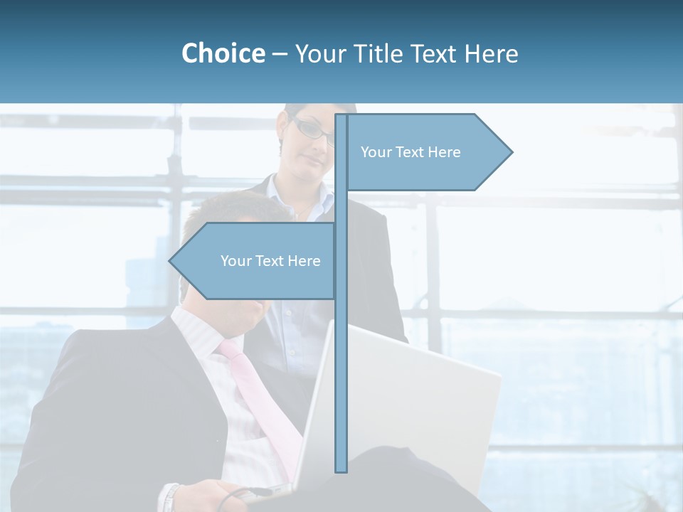 A Man And A Woman Are Looking At A Laptop PowerPoint Template