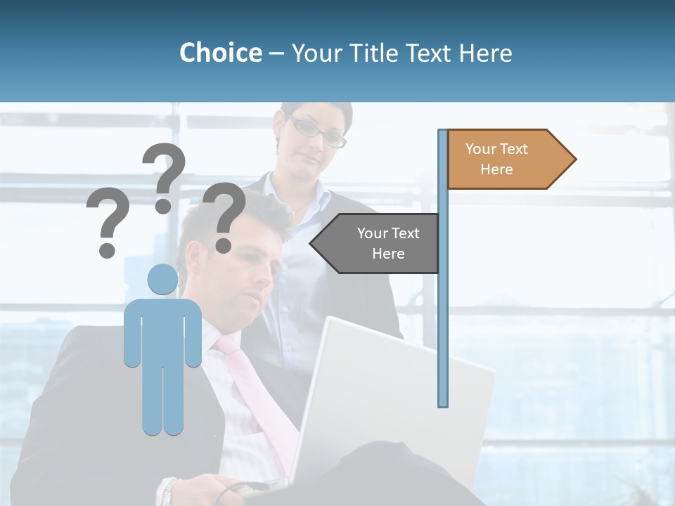 A Man And A Woman Are Looking At A Laptop PowerPoint Template