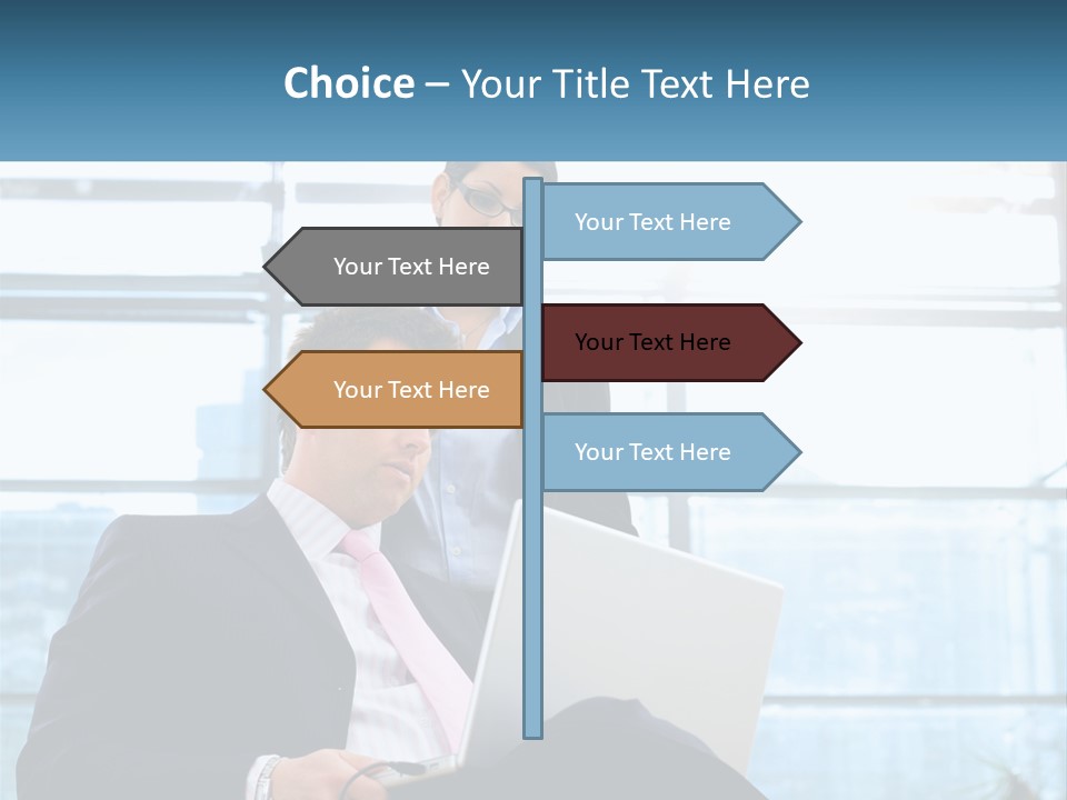 A Man And A Woman Are Looking At A Laptop PowerPoint Template