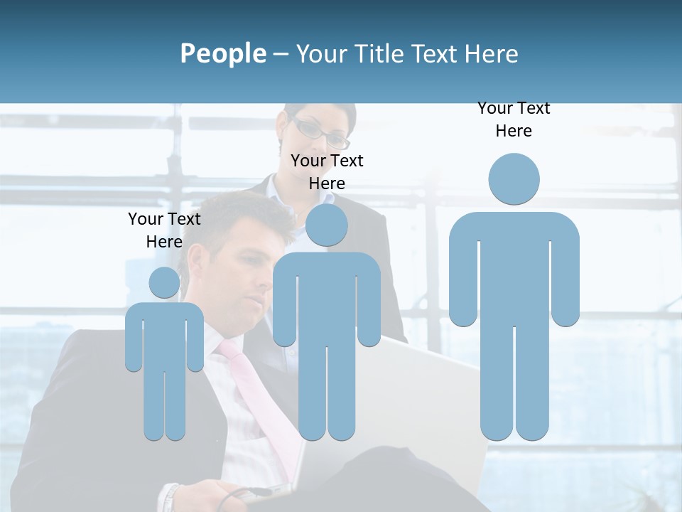 A Man And A Woman Are Looking At A Laptop PowerPoint Template