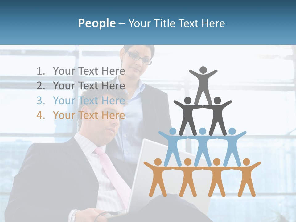 A Man And A Woman Are Looking At A Laptop PowerPoint Template