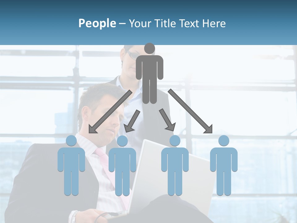 A Man And A Woman Are Looking At A Laptop PowerPoint Template