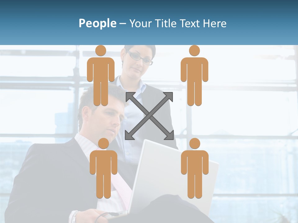 A Man And A Woman Are Looking At A Laptop PowerPoint Template