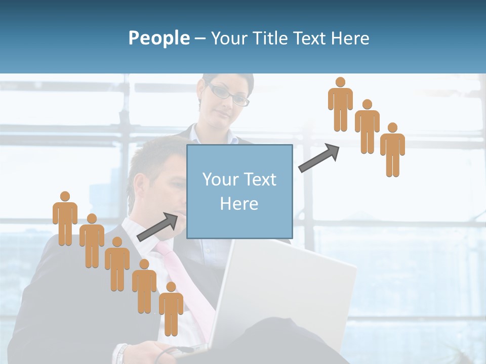 A Man And A Woman Are Looking At A Laptop PowerPoint Template