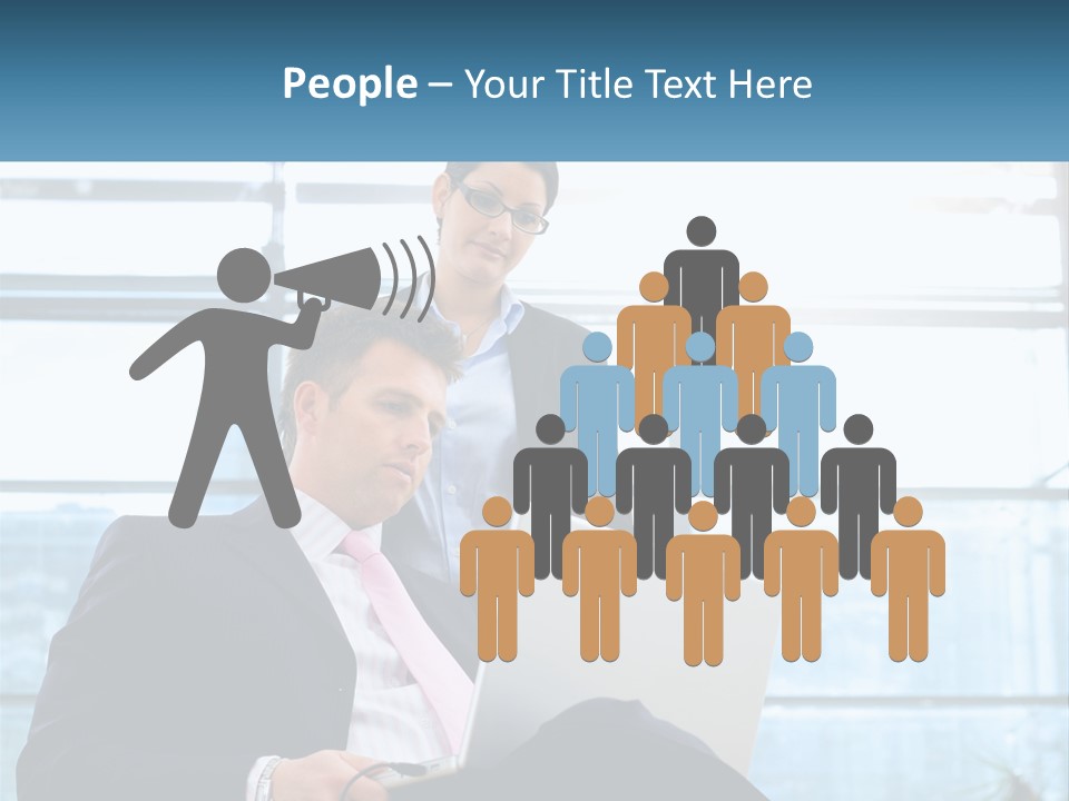 A Man And A Woman Are Looking At A Laptop PowerPoint Template