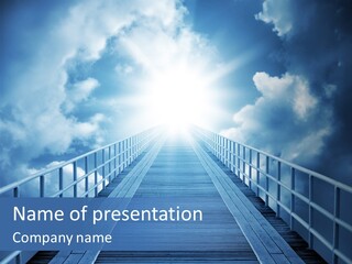 A Bridge Leading To The Sky With Clouds In The Background PowerPoint Template