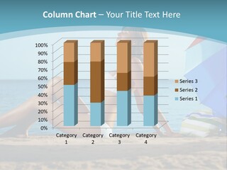 A Woman Laying On The Beach With An Umbrella PowerPoint Template