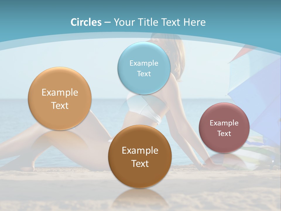 A Woman Laying On The Beach With An Umbrella PowerPoint Template