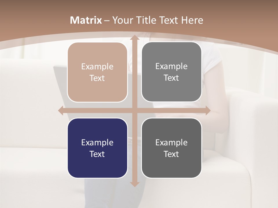 A Woman Sitting On A Couch Using A Laptop Computer PowerPoint Template