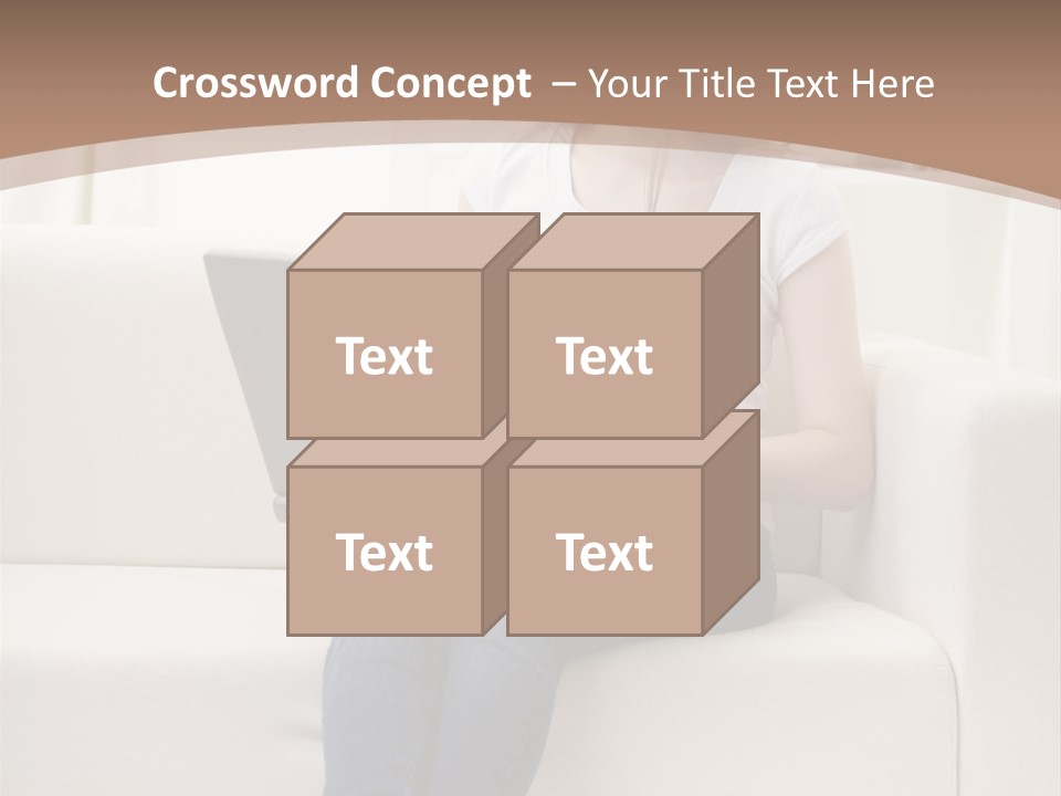 A Woman Sitting On A Couch Using A Laptop Computer PowerPoint Template