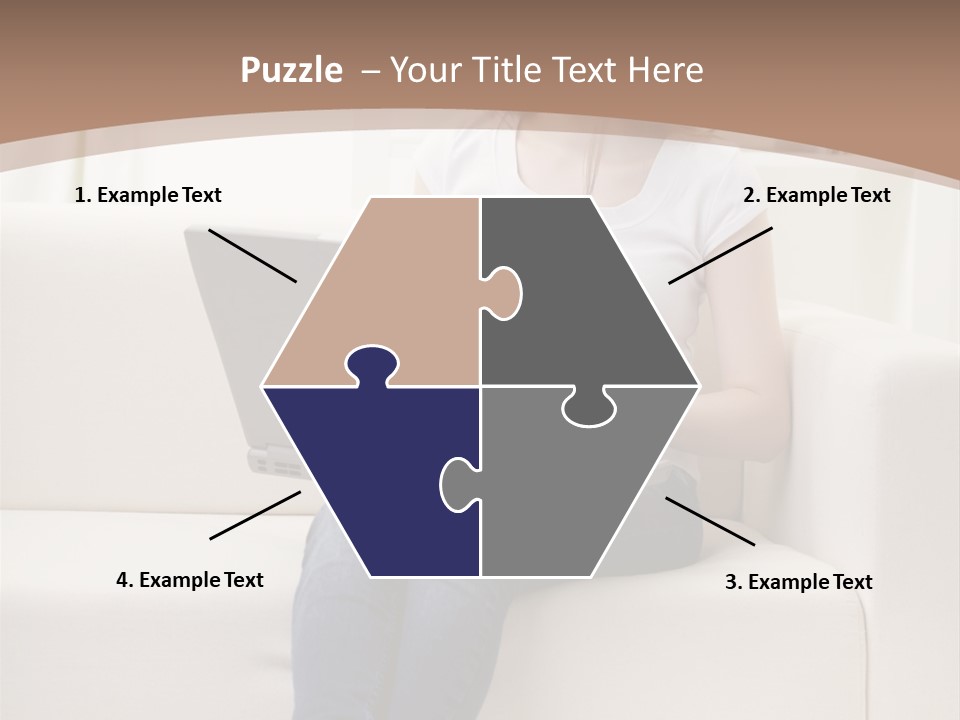 A Woman Sitting On A Couch Using A Laptop Computer PowerPoint Template