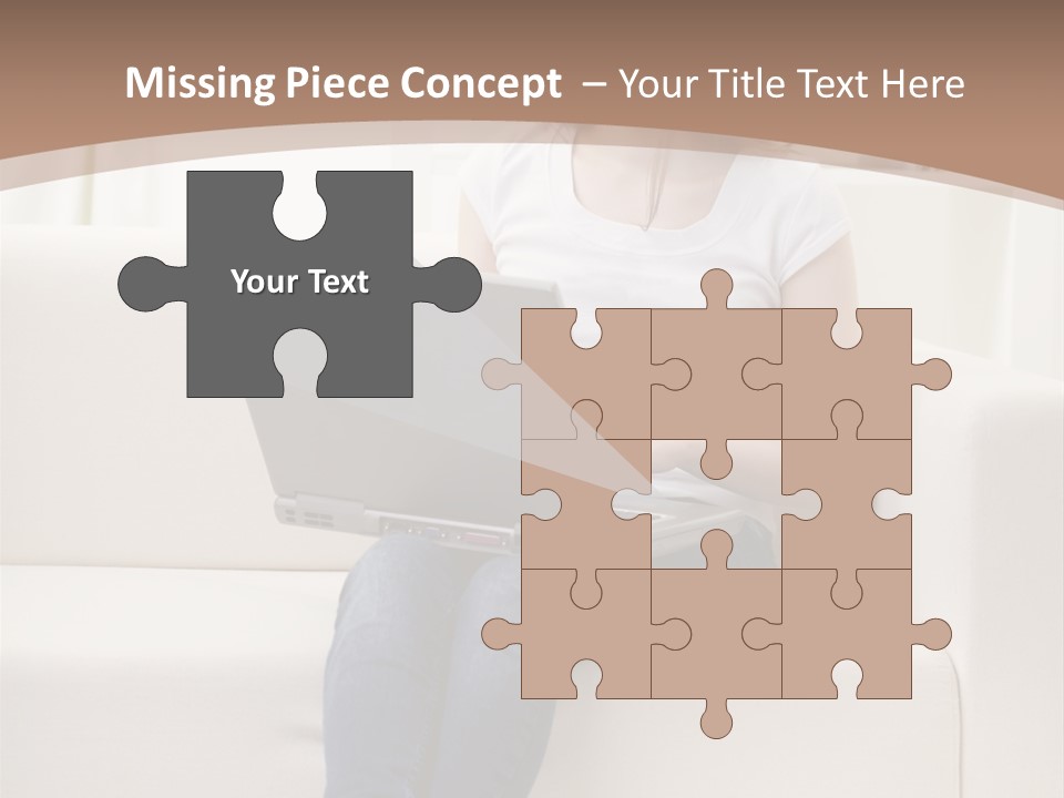 A Woman Sitting On A Couch Using A Laptop Computer PowerPoint Template