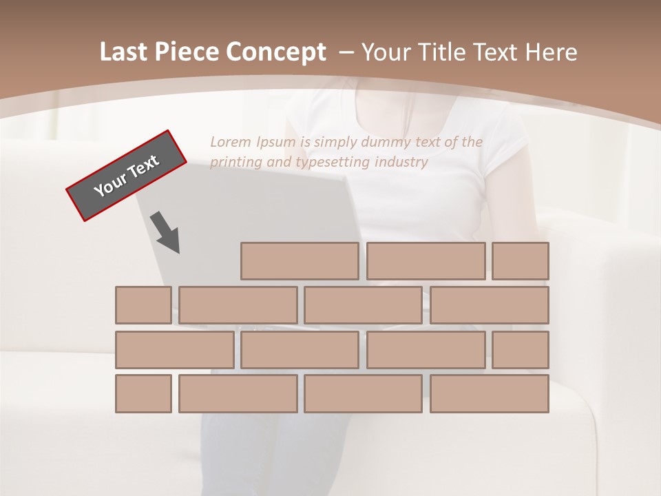 A Woman Sitting On A Couch Using A Laptop Computer PowerPoint Template