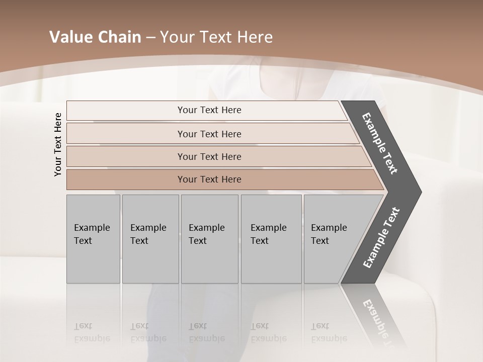 A Woman Sitting On A Couch Using A Laptop Computer PowerPoint Template