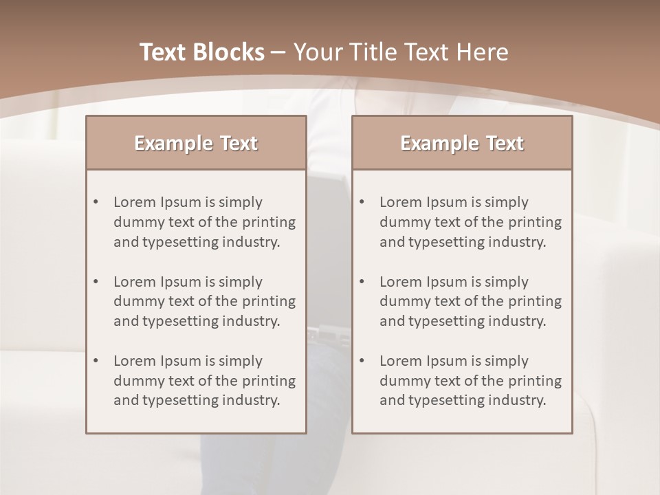 A Woman Sitting On A Couch Using A Laptop Computer PowerPoint Template
