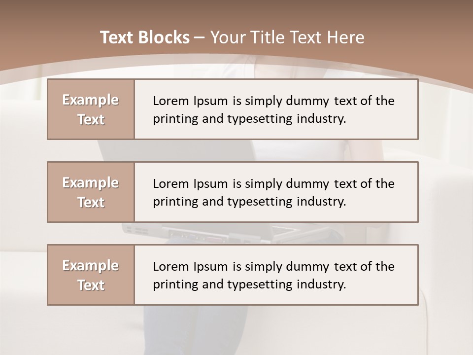 A Woman Sitting On A Couch Using A Laptop Computer PowerPoint Template