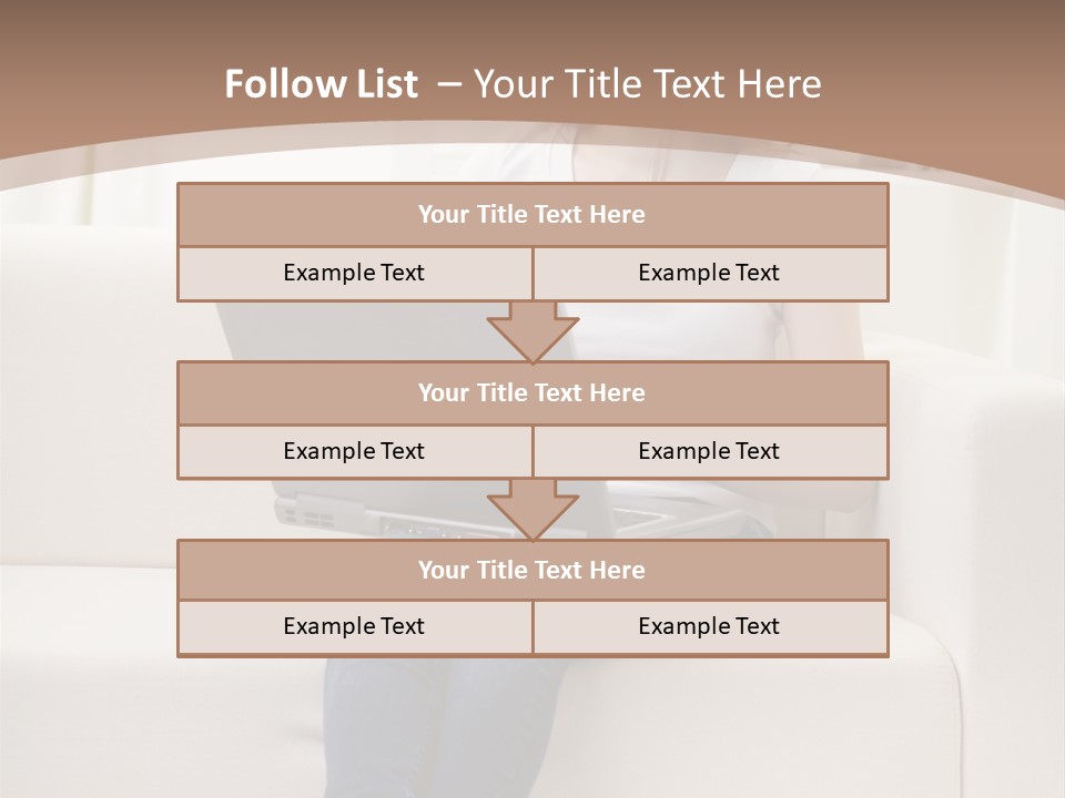 A Woman Sitting On A Couch Using A Laptop Computer PowerPoint Template