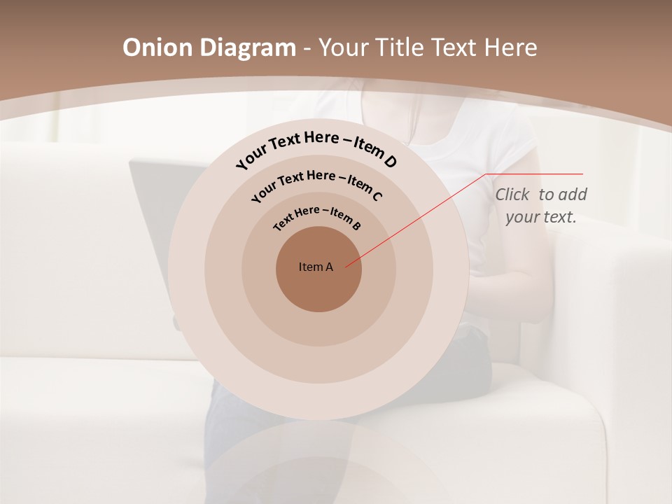 A Woman Sitting On A Couch Using A Laptop Computer PowerPoint Template