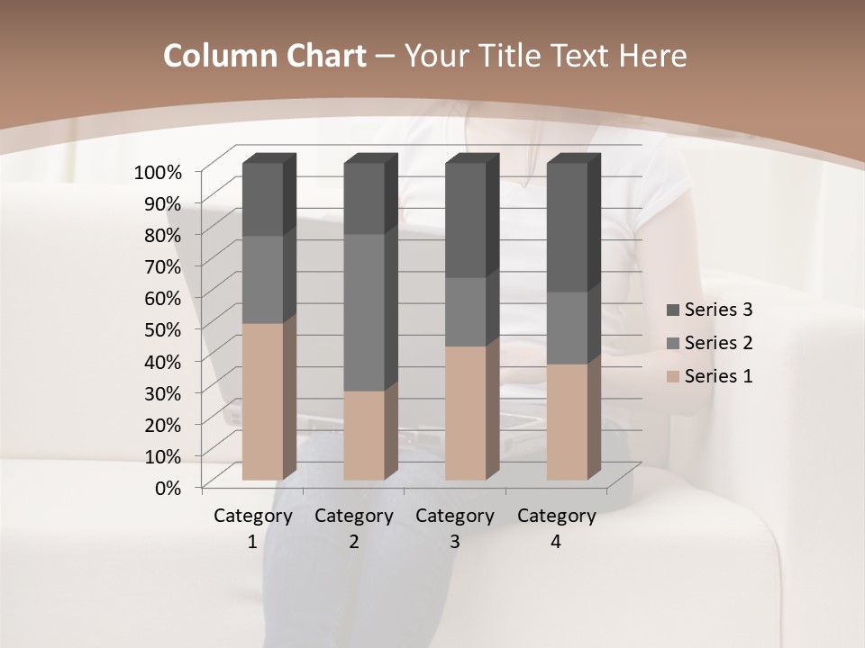 A Woman Sitting On A Couch Using A Laptop Computer PowerPoint Template