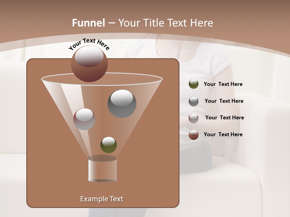 A Woman Sitting On A Couch Using A Laptop Computer PowerPoint Template