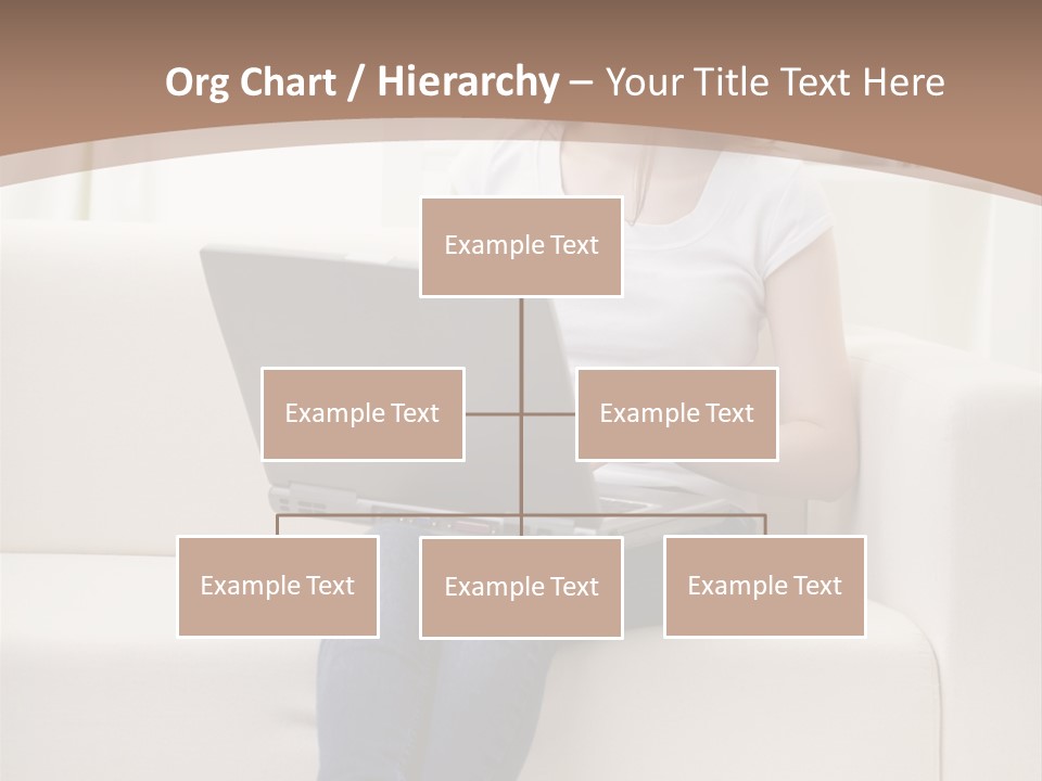 A Woman Sitting On A Couch Using A Laptop Computer PowerPoint Template