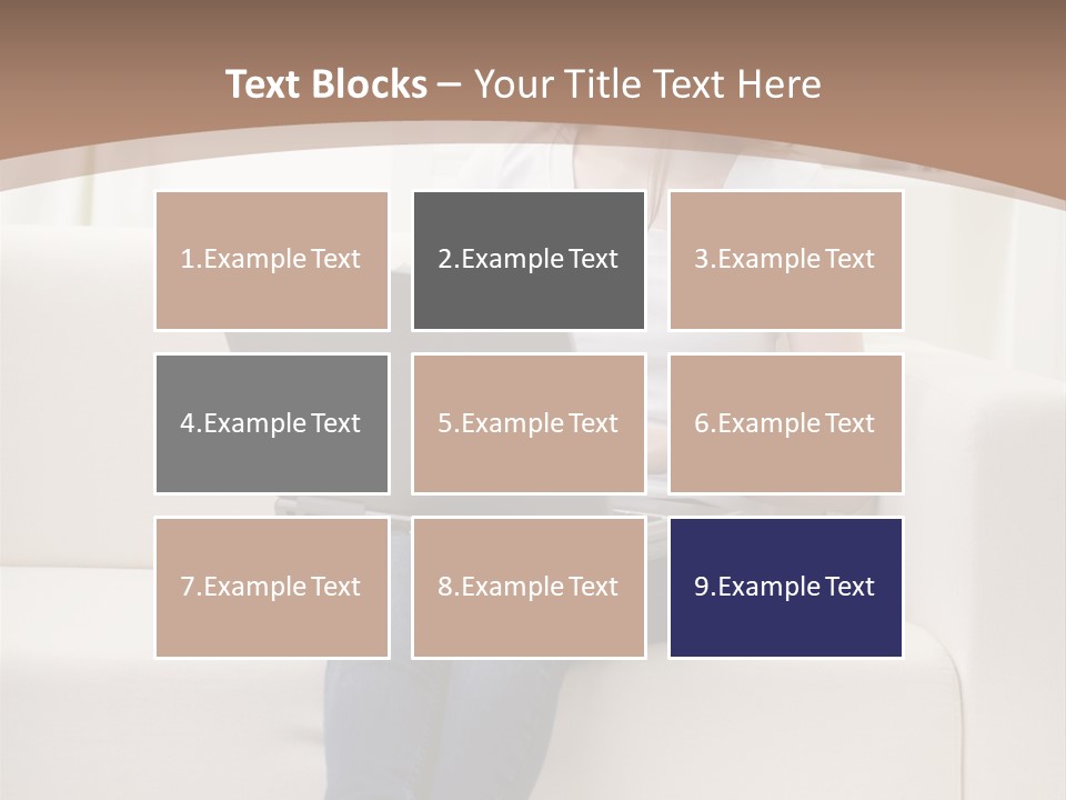 A Woman Sitting On A Couch Using A Laptop Computer PowerPoint Template