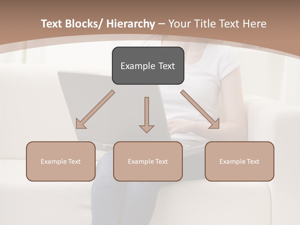 A Woman Sitting On A Couch Using A Laptop Computer PowerPoint Template